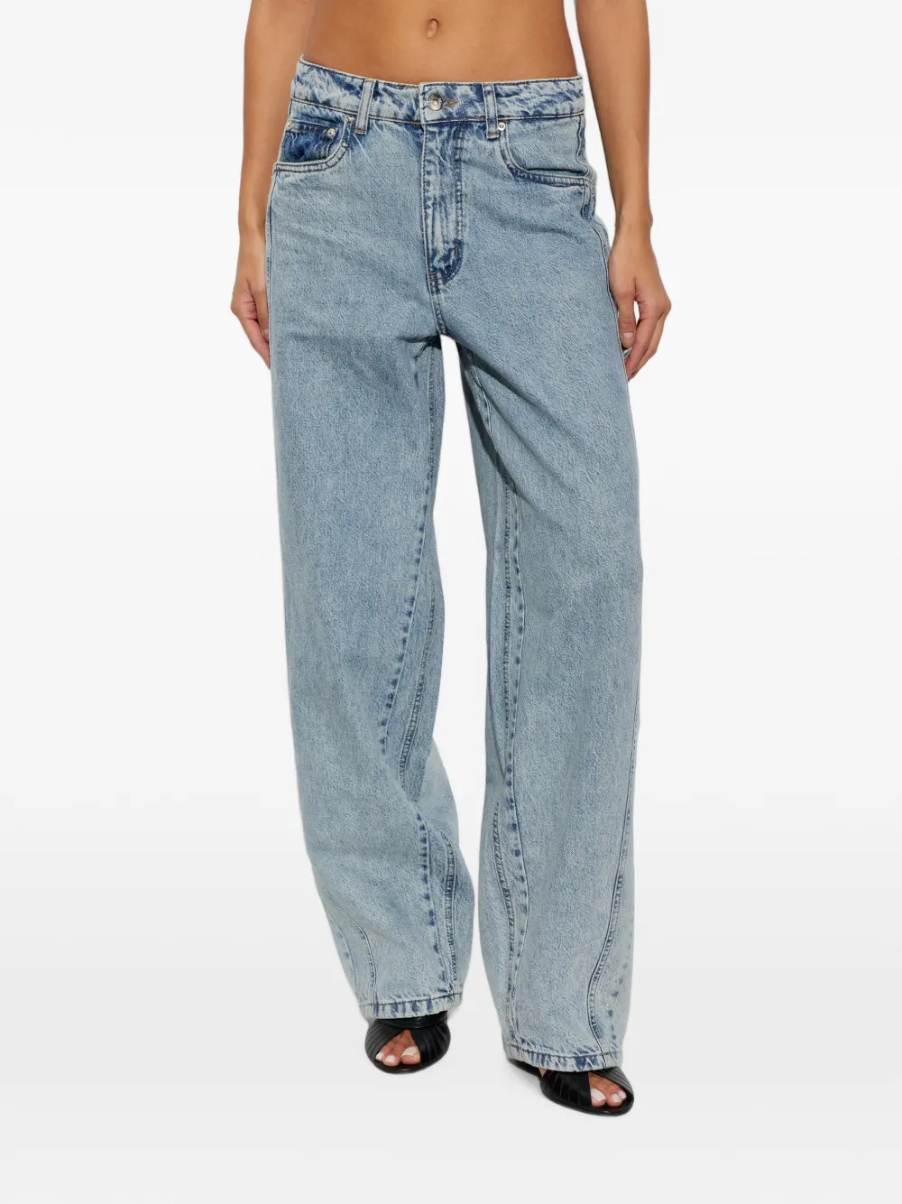 Gestuz GZmawi jeans met toelopende pijpen en acid wassing Blauw
