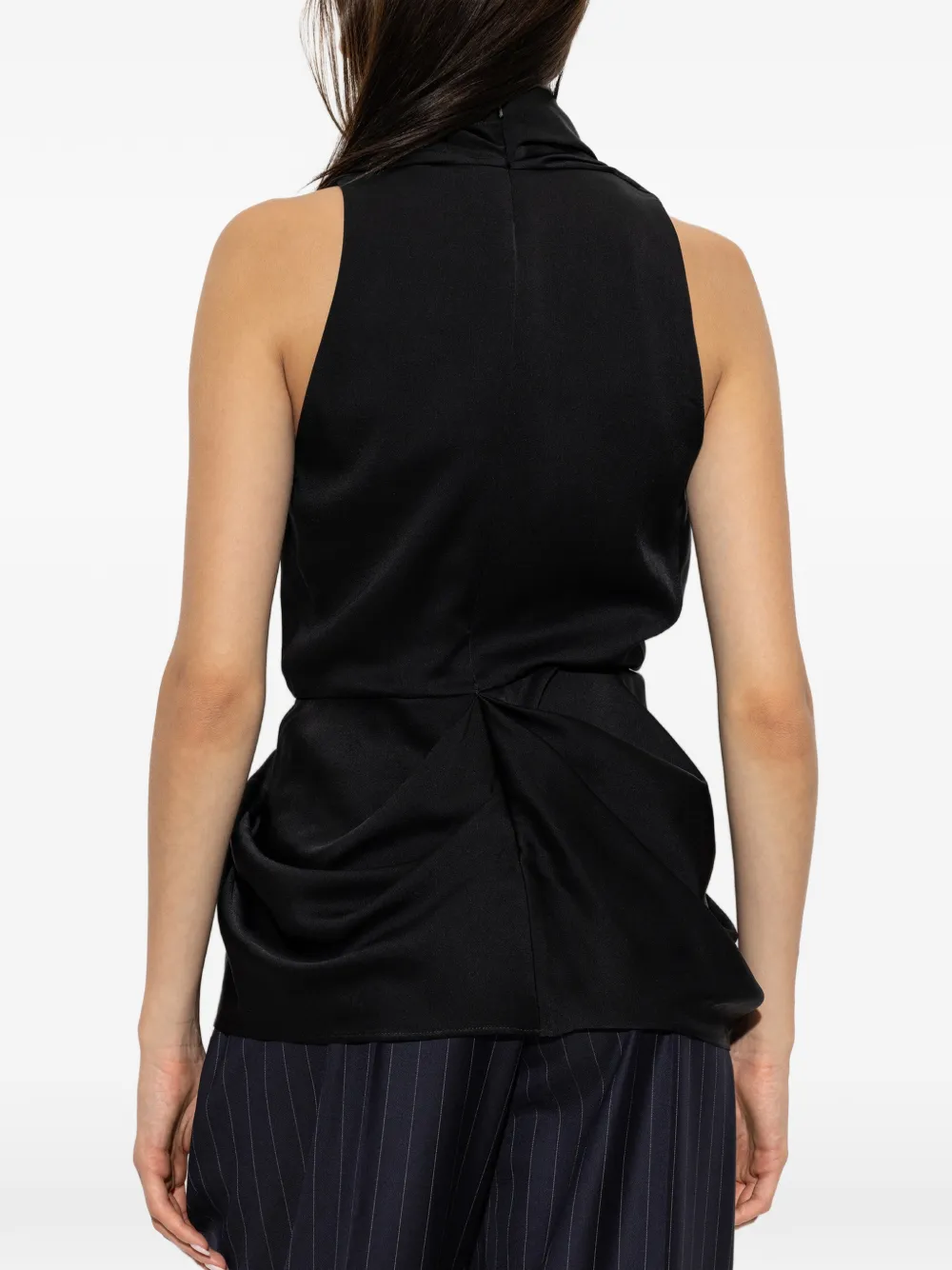 Givenchy asymmetric draped blouse Zwart
