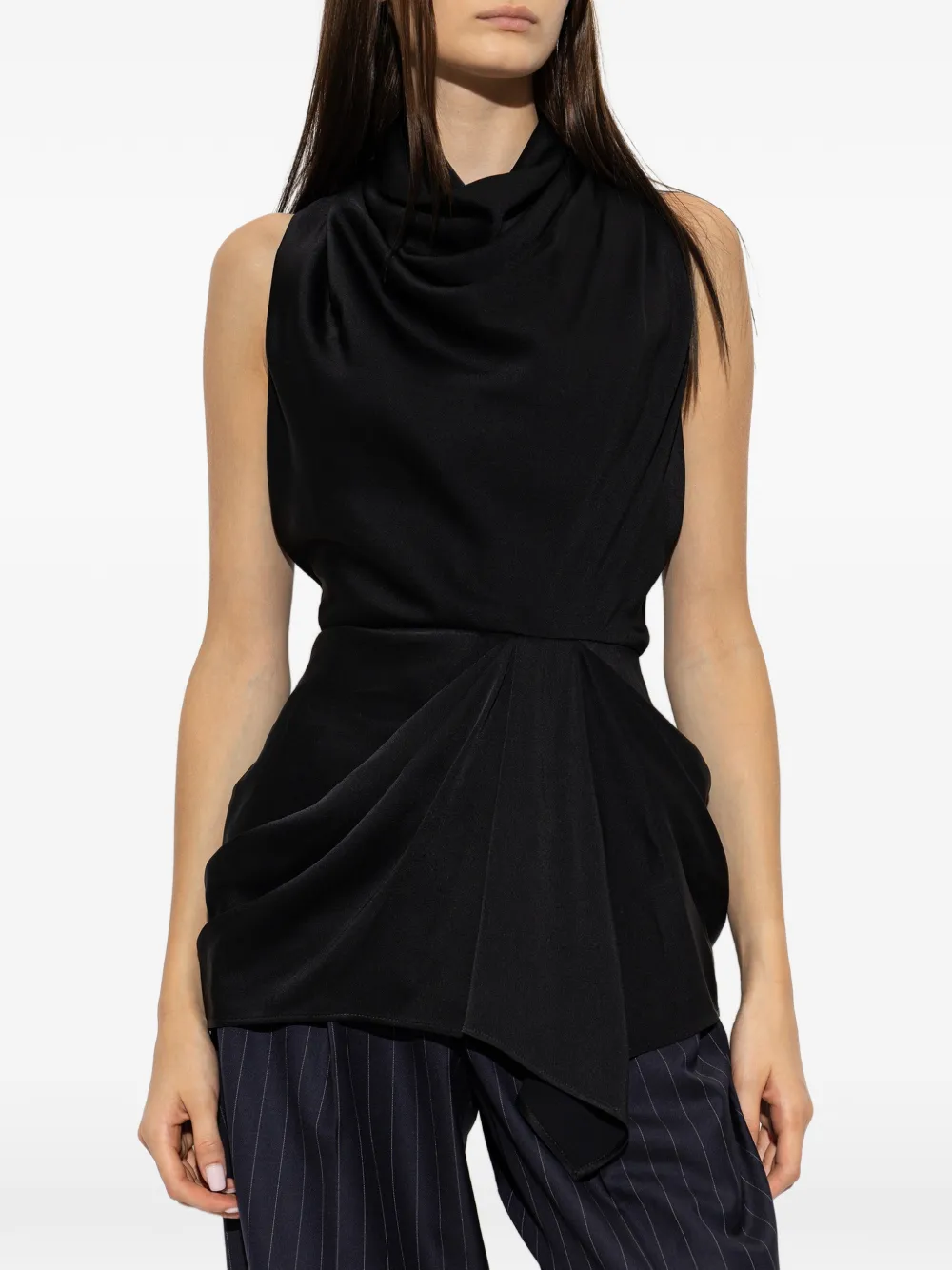 Givenchy asymmetric draped blouse Zwart