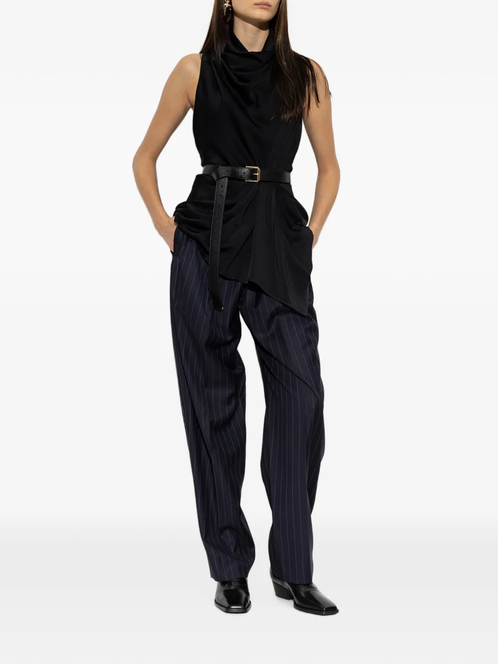 Givenchy asymmetric draped blouse Zwart