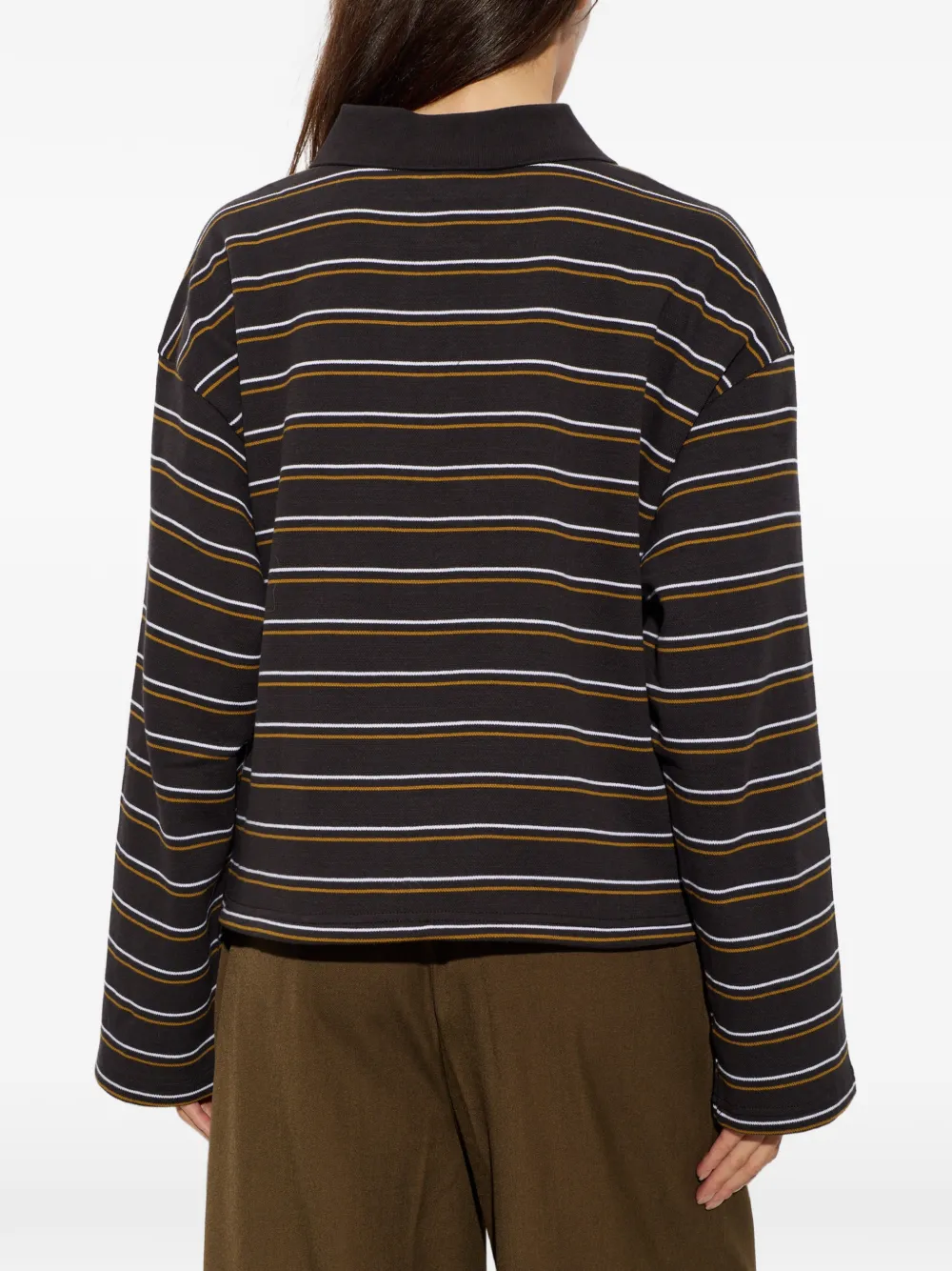 Gestuz Gzpilova striped embroidered-logo polo shirt Zwart