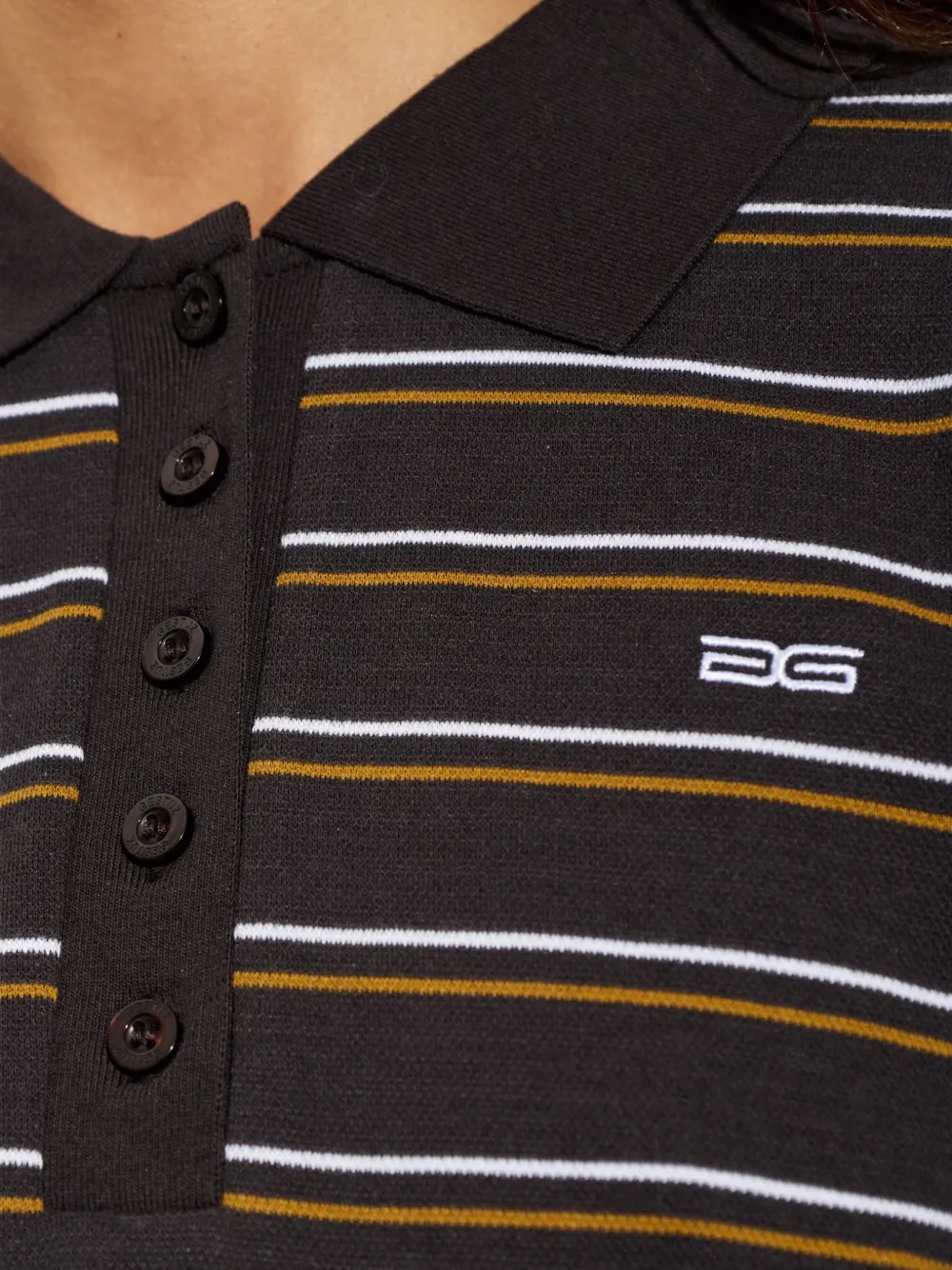 Gestuz Gzpilova striped embroidered-logo polo shirt Zwart