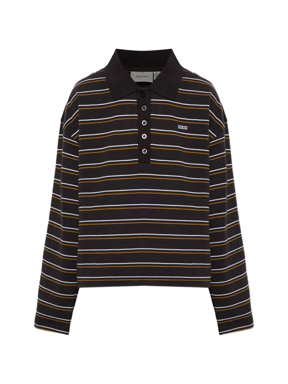 Gestuz Gzpilova striped embroidered-logo polo shirt - Schwarz