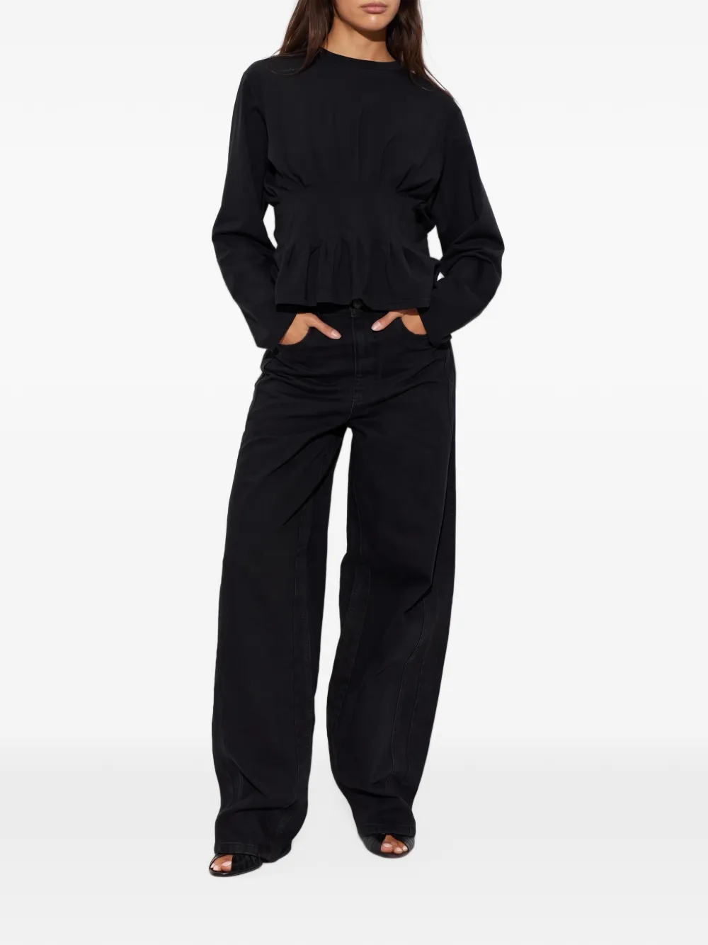 Gestuz GZinez pleated peplum top Zwart
