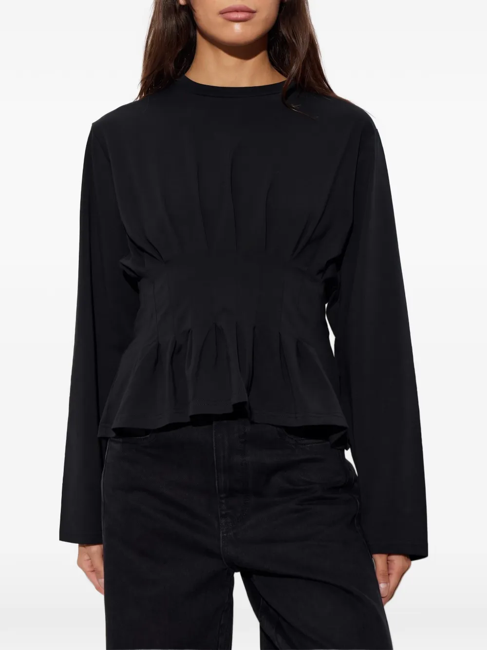 Gestuz GZinez pleated peplum top Zwart