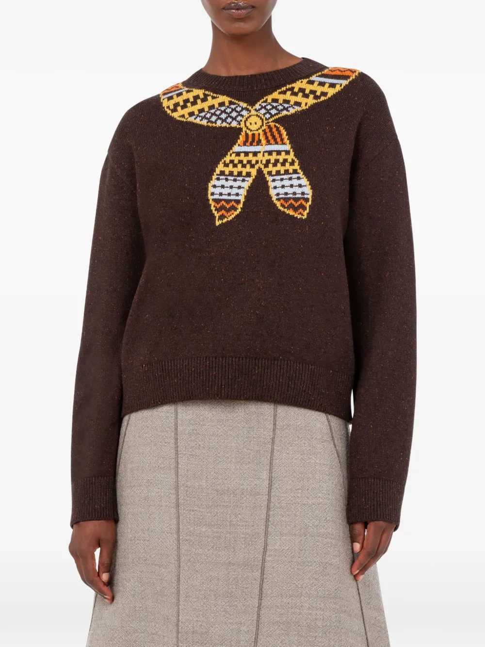 Moschino inlaid wool-and-silk blend sweater Bruin