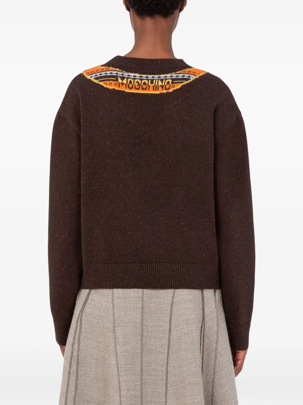 Moschino inlaid wool-and-silk blend sweater Bruin