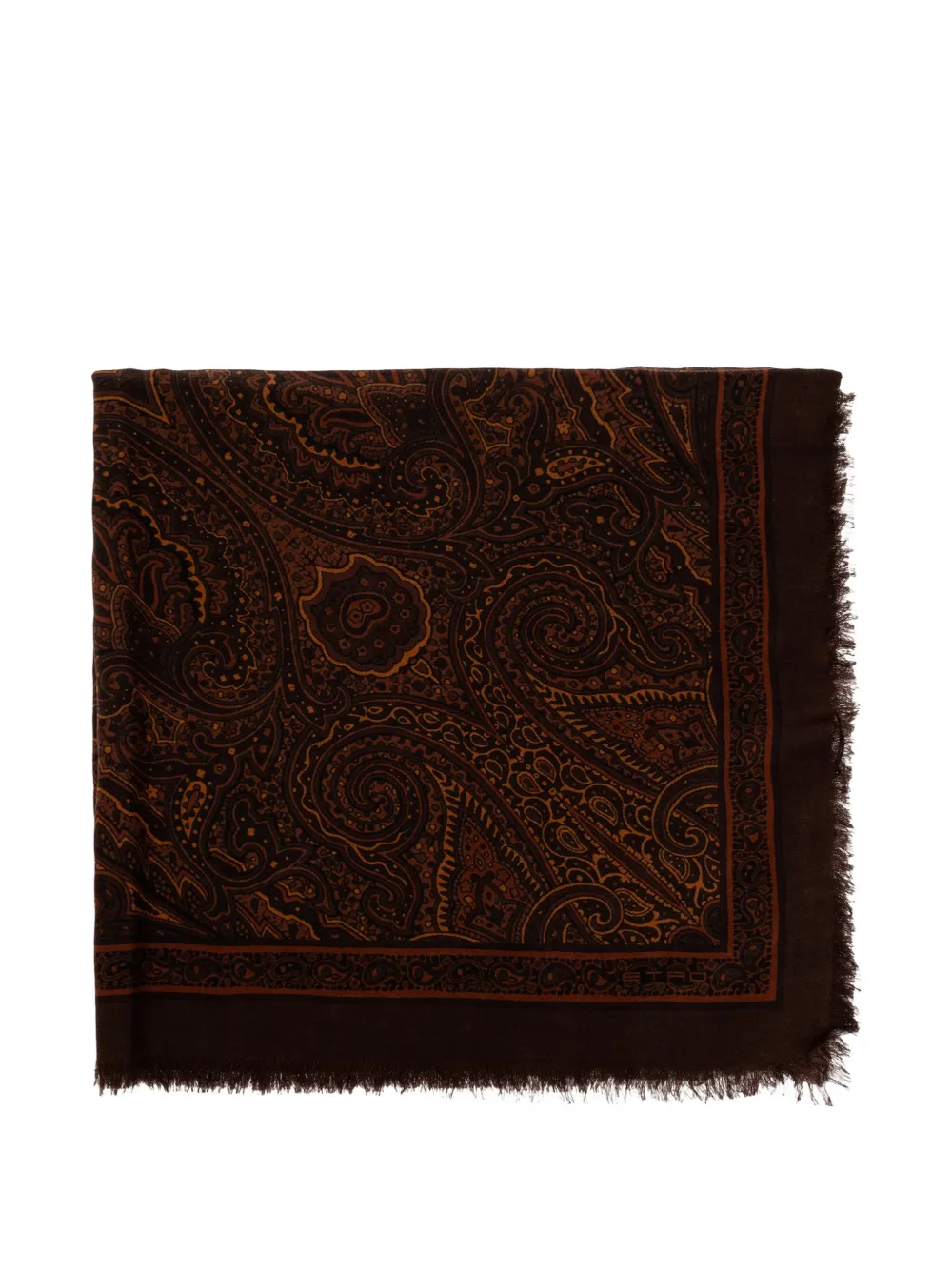 ETRO paisley-print frayed scarf - Marrone