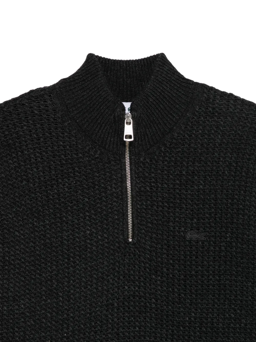 Lacoste Wafelgebreide trui met kwartrits Grijs