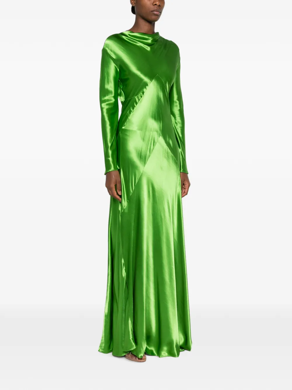 Erika Cavallini Gedrapeerde maxi-jurk Groen