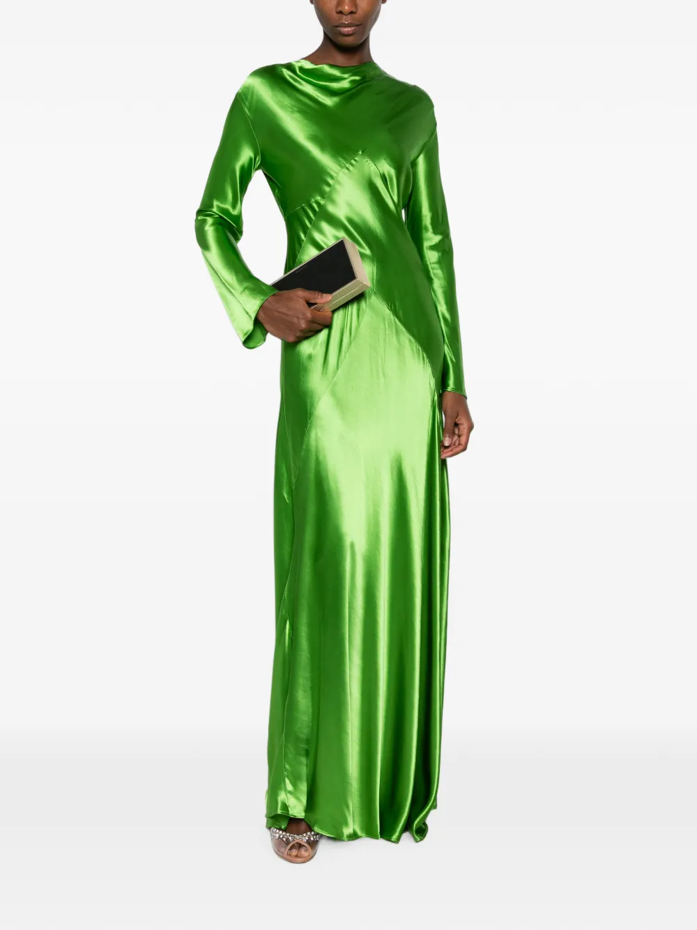 Erika Cavallini Gedrapeerde maxi-jurk Groen