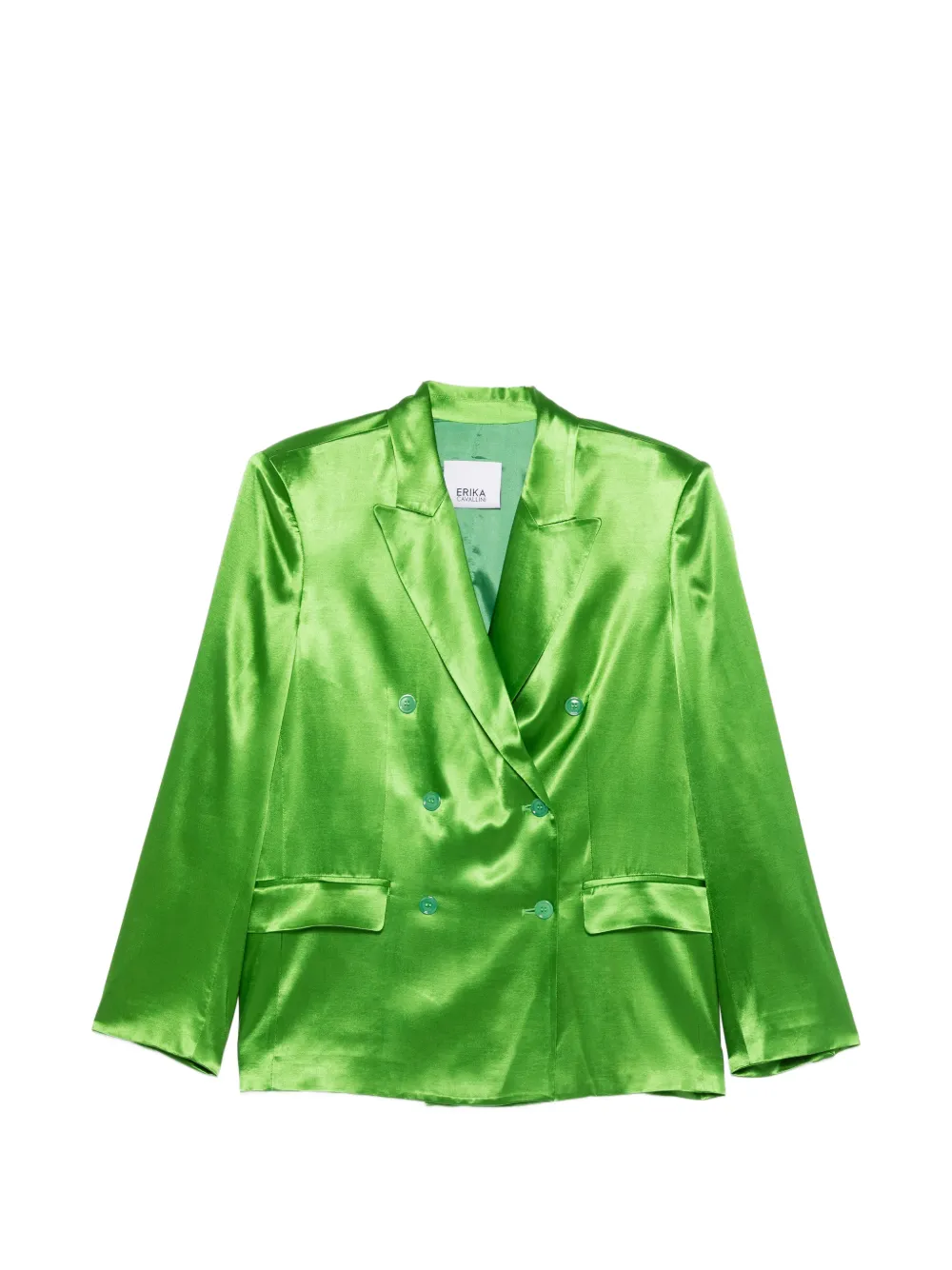 Erika Cavallini double-breasted satin-finish blazer - Verde