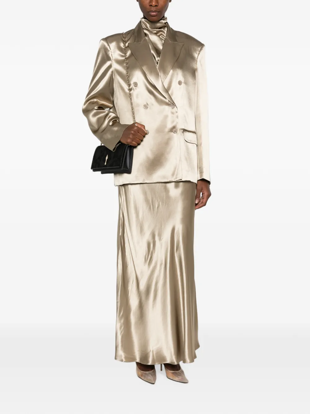 Erika Cavallini Maxi-rok met satijnen afwerking Beige