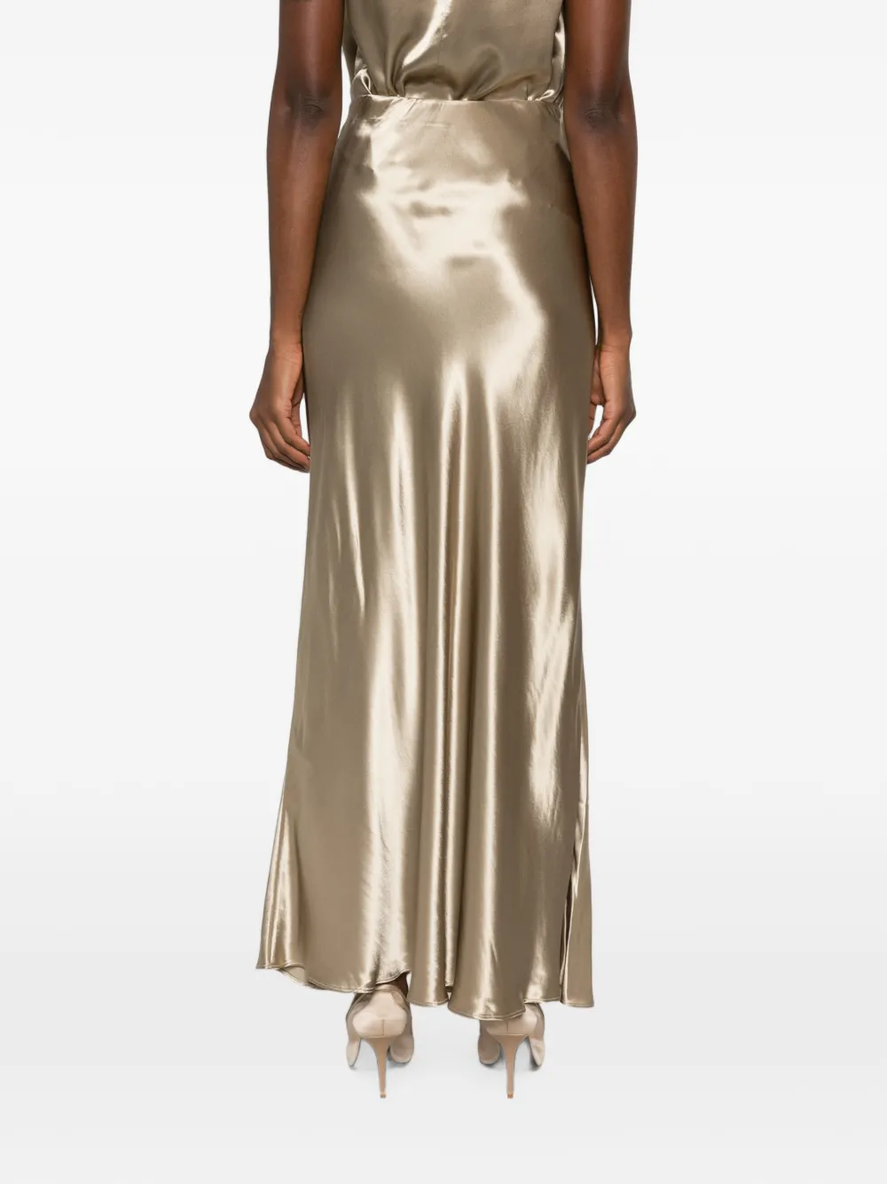 Erika Cavallini Maxi-rok met satijnen afwerking Beige