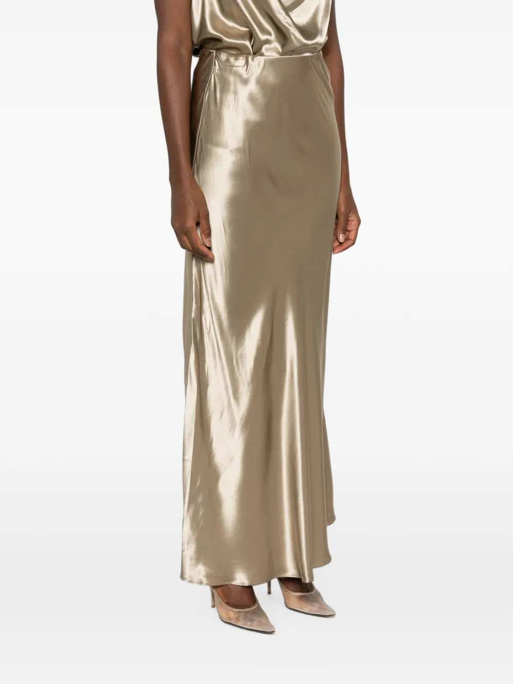 Erika Cavallini Maxi-rok met satijnen afwerking Beige