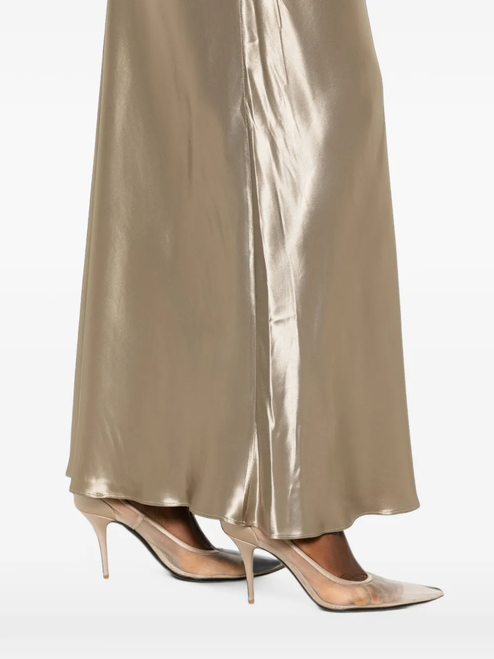 Erika Cavallini Maxi-rok met satijnen afwerking Beige