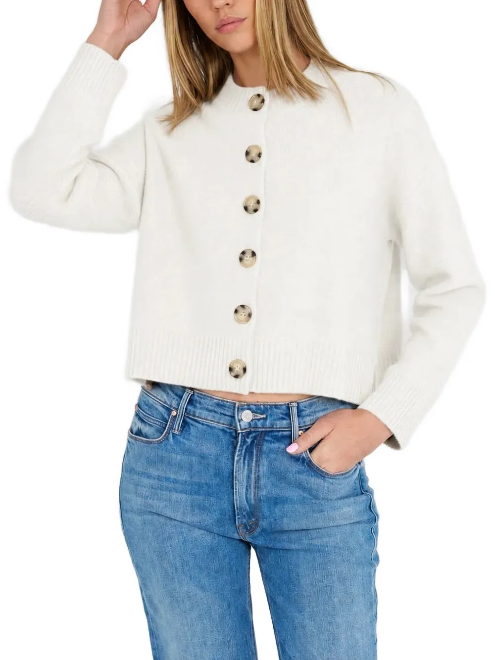 ARCHER CASHMERE Nina gebreid vest met knopen Beige