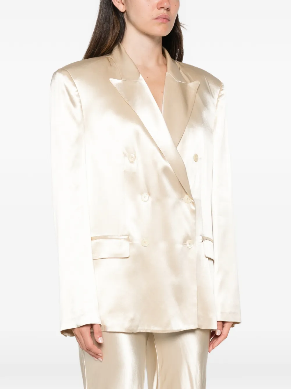 Erika Cavallini Blazer met dubbele rij knopen Beige