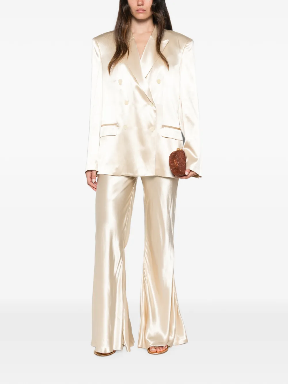 Erika Cavallini Blazer met dubbele rij knopen Beige