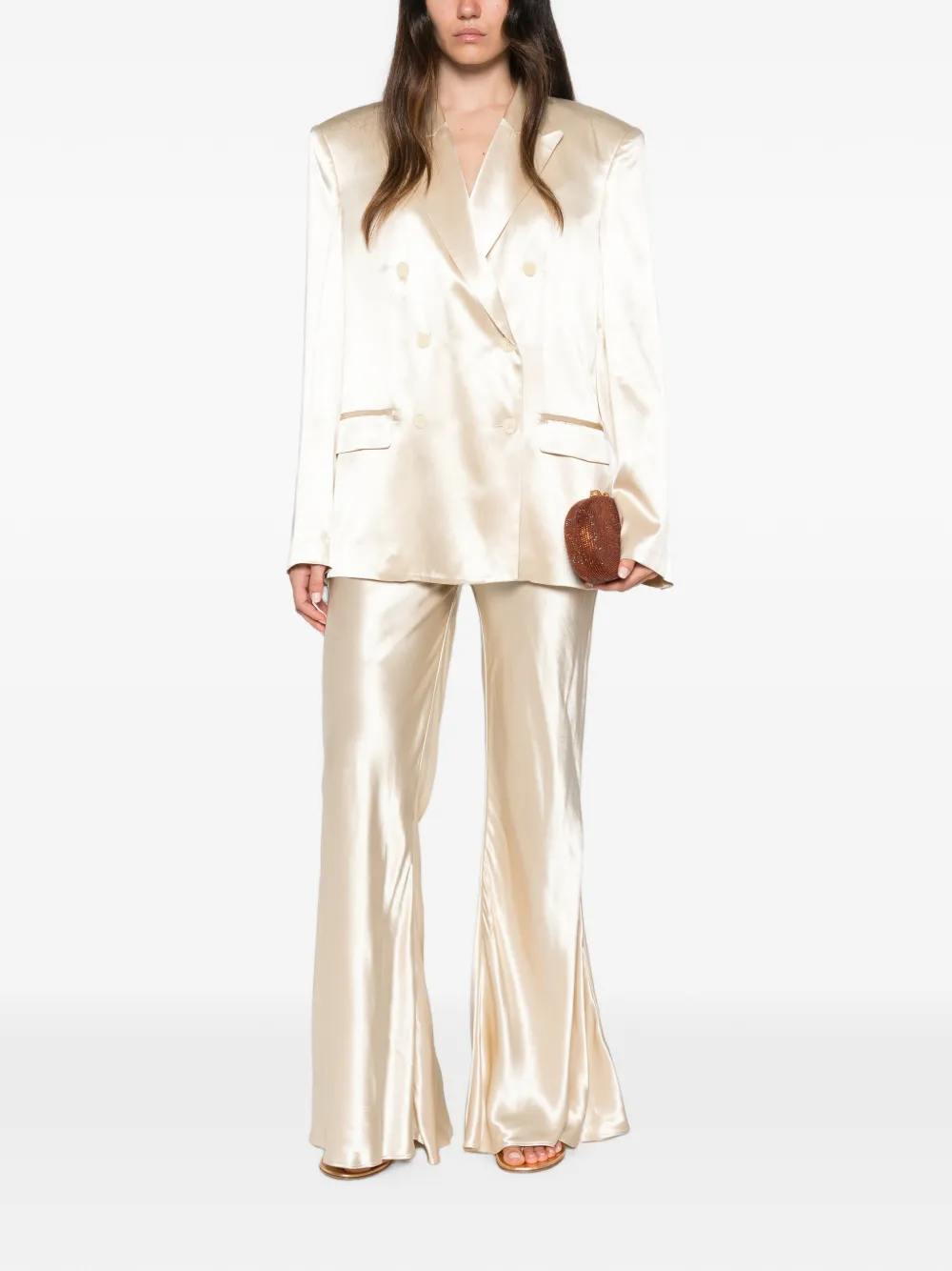 Erika Cavallini High waist flared broek Beige