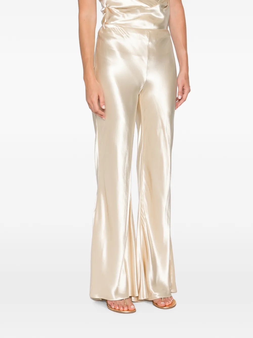 Erika Cavallini High waist flared broek Beige