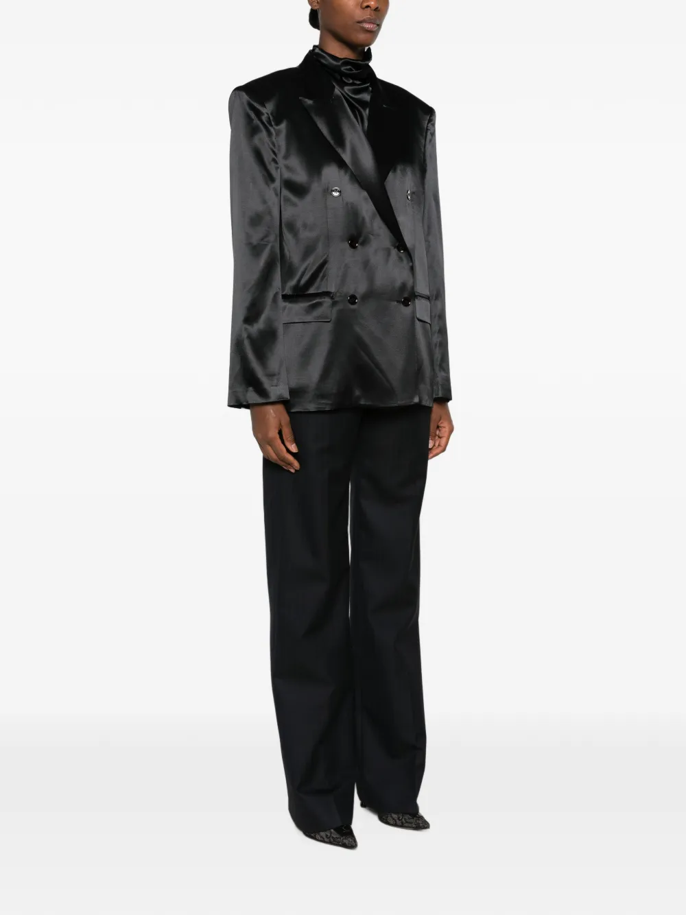 Erika Cavallini Blazer met dubbele rij knopen Zwart