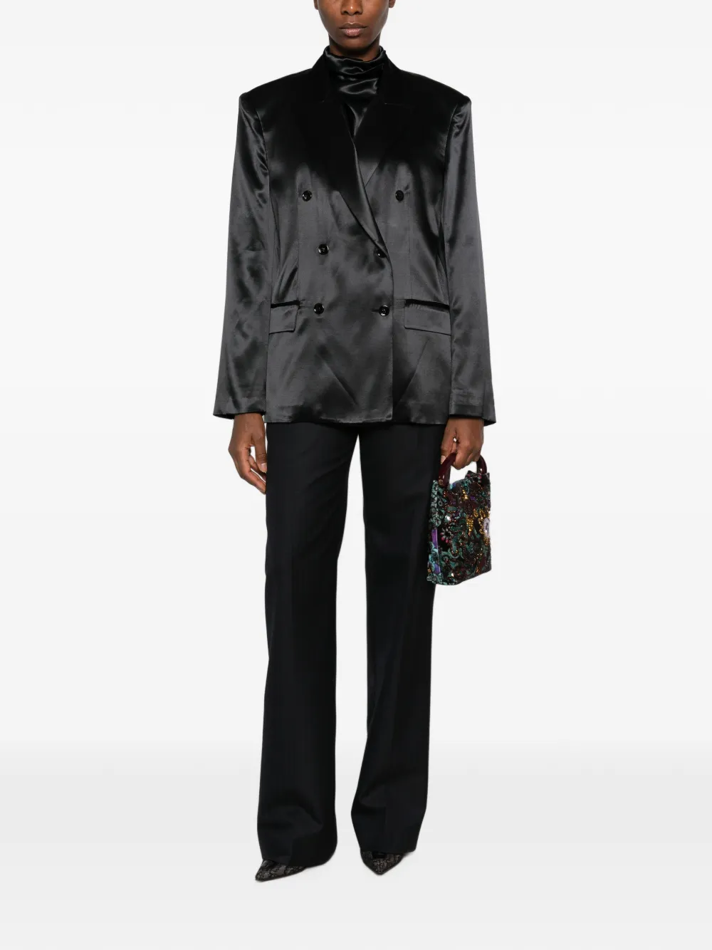 Erika Cavallini Blazer met dubbele rij knopen Zwart