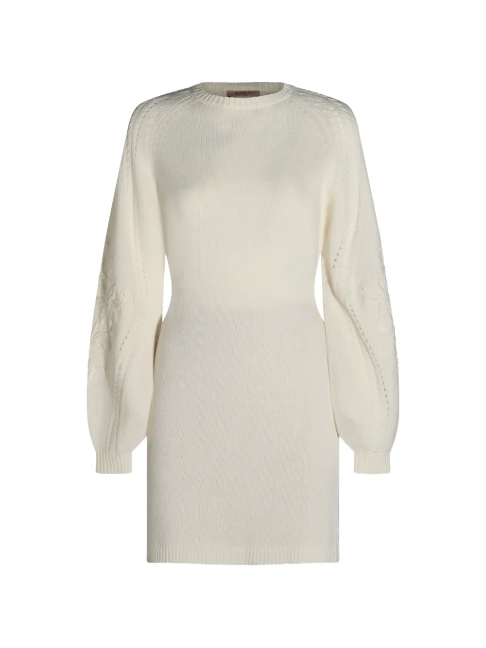 TWINSET embroidered balloon-sleeve mini dress - Toni neutri