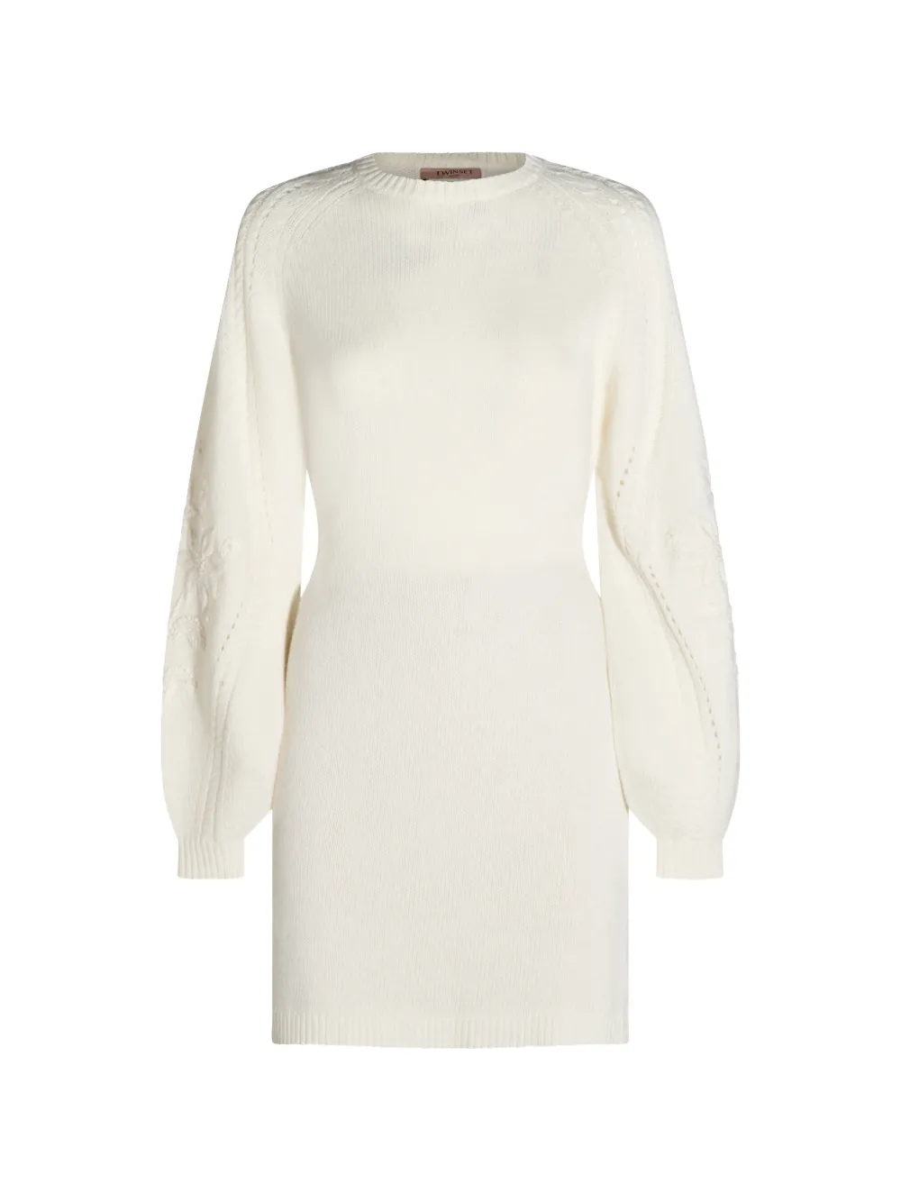TWINSET embroidered balloon-sleeve mini dress - Toni neutri