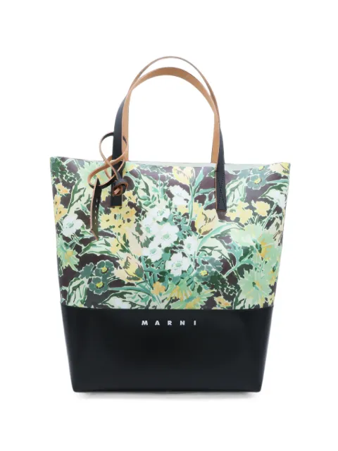 Marni floral-print logo-print tote bag