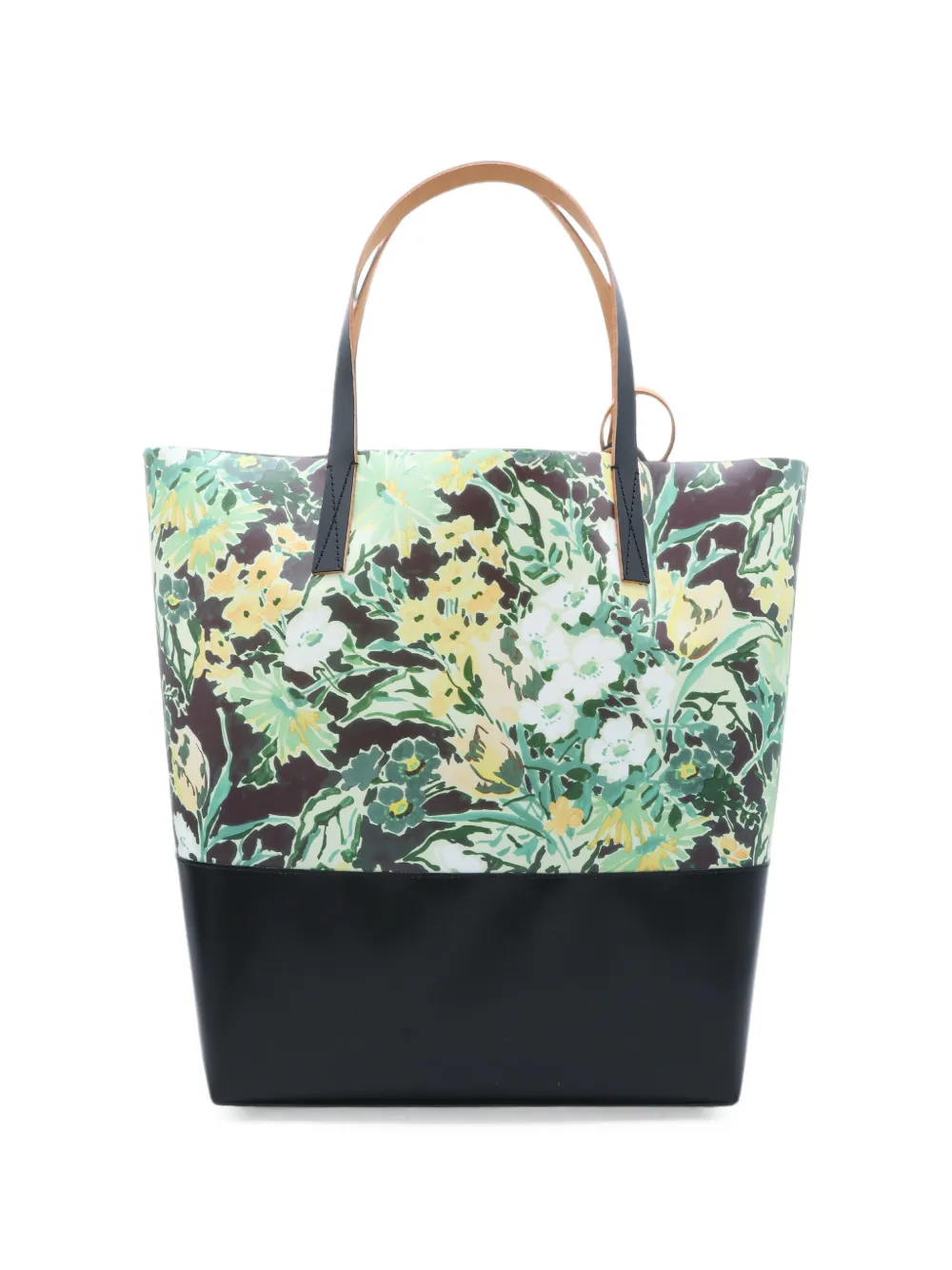Marni floral-print logo-print tote bag Zwart