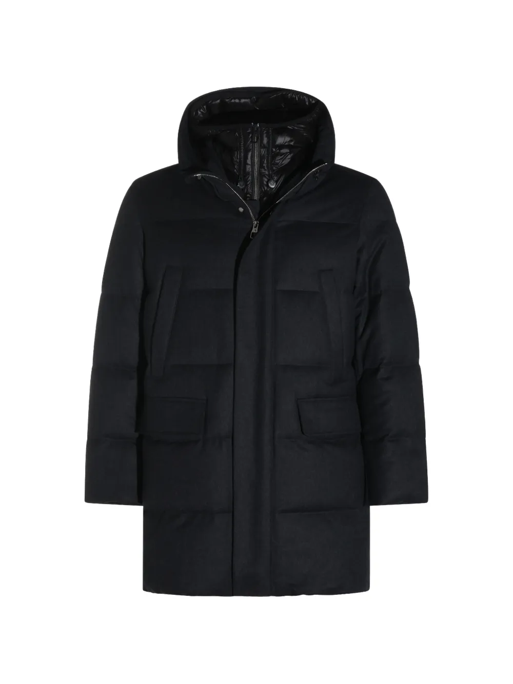 Montecore Cashmere Padded Hooded Coat In Black