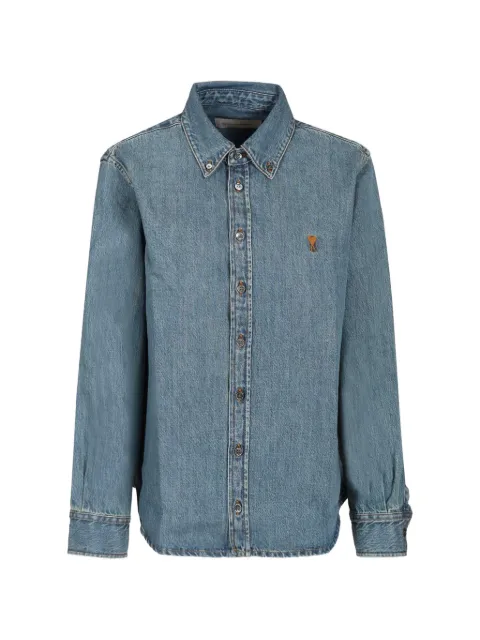 AMI Paris blue denim shirt with Ami De Coeur