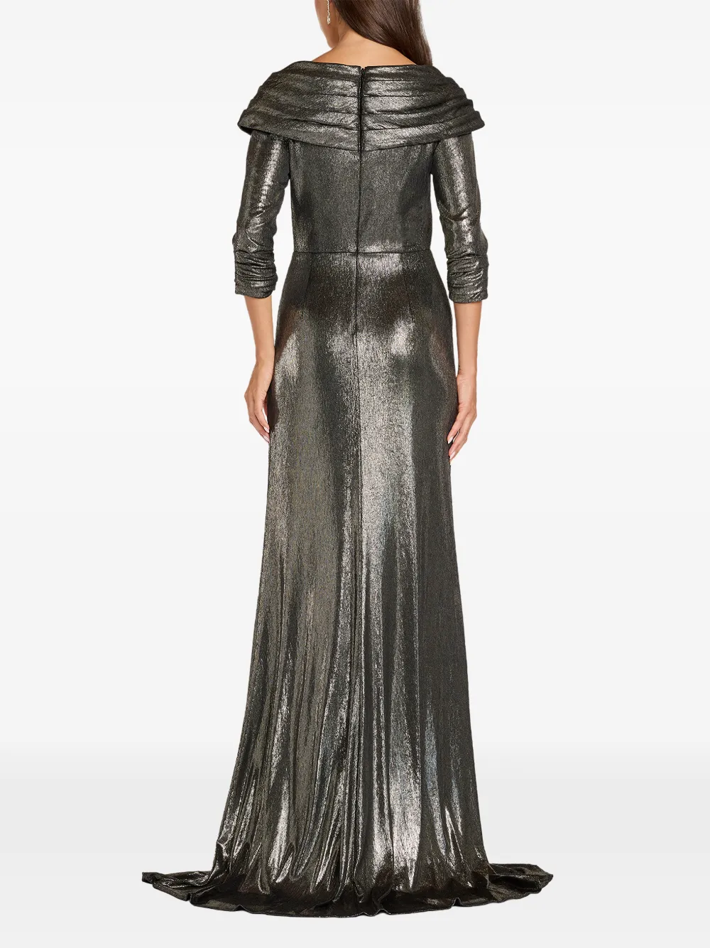 Tadashi Shoji Jurk met metallic-effect en ruches Grijs