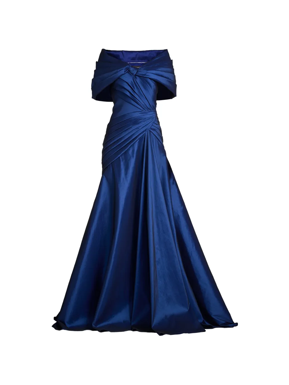 Tadashi Shoji pleated off-shoulder maxi gown - Blu