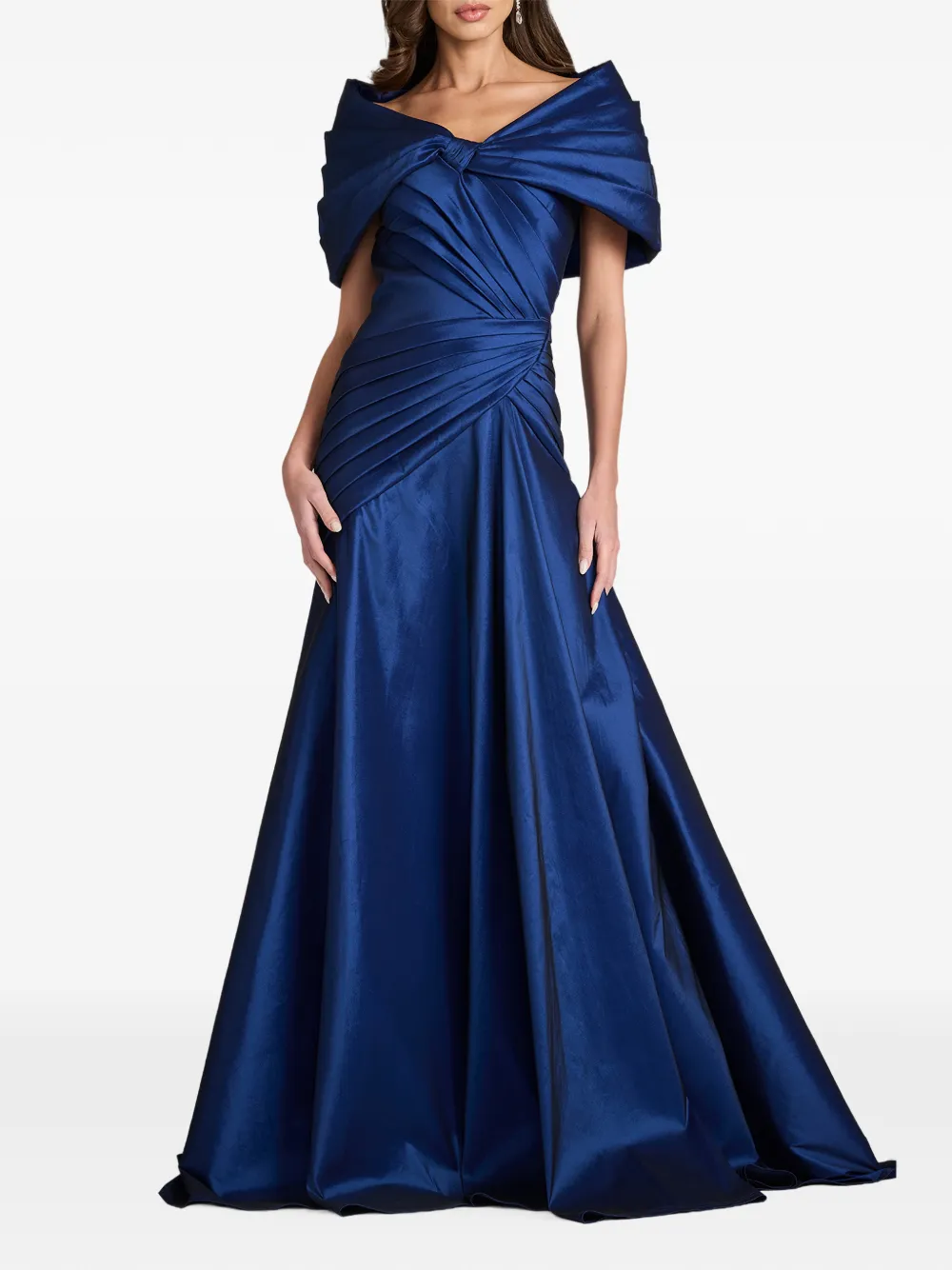 Tadashi Shoji Off-shoulder maxi-avondjurk met plooien Blauw