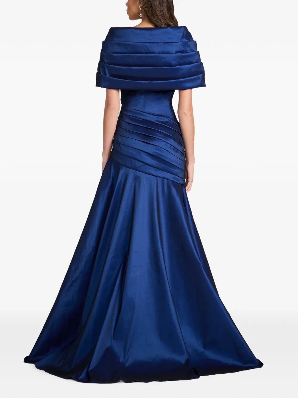 Tadashi Shoji Off-shoulder maxi-avondjurk met plooien Blauw