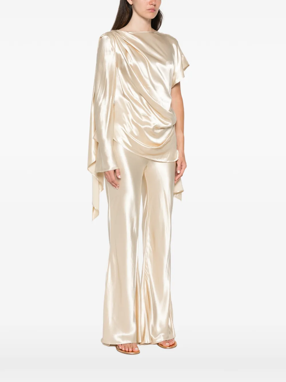 Erika Cavallini asymmetric draped blouse Beige
