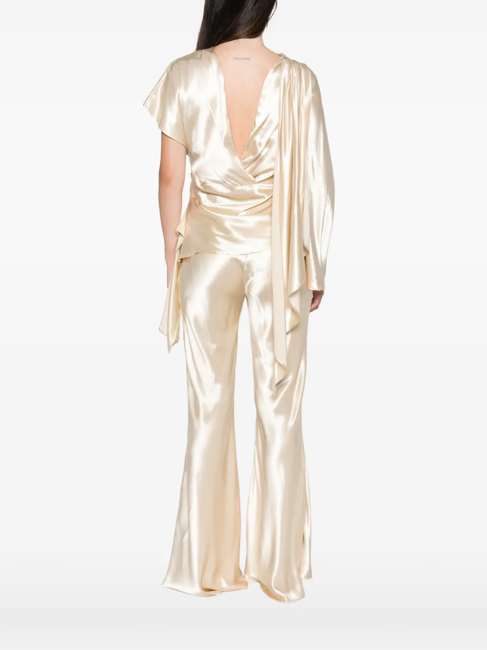 Erika Cavallini asymmetric draped blouse Beige