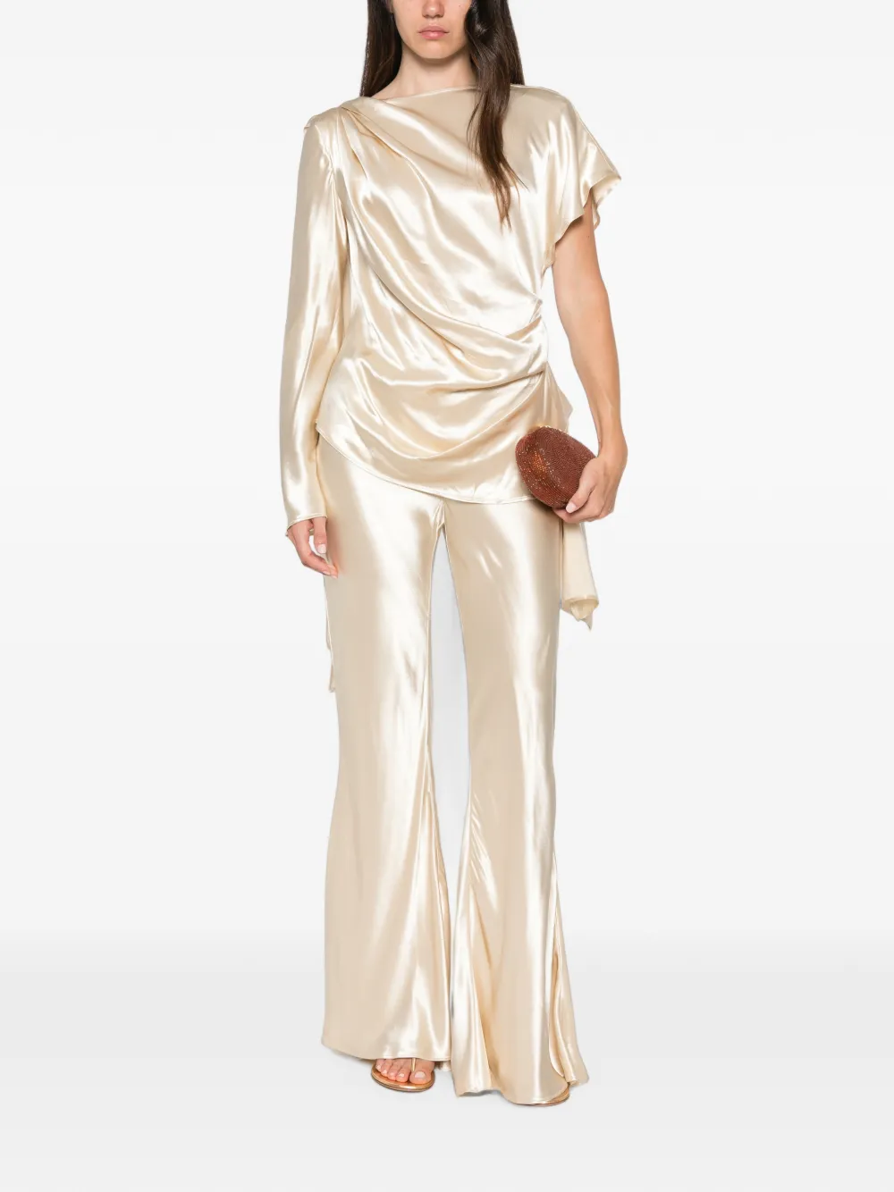 Erika Cavallini asymmetric draped blouse Beige