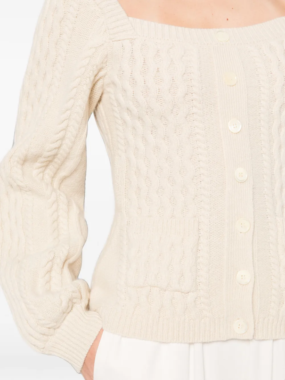 Erika Cavallini Kabelgebreid vest met vierkante hals Beige