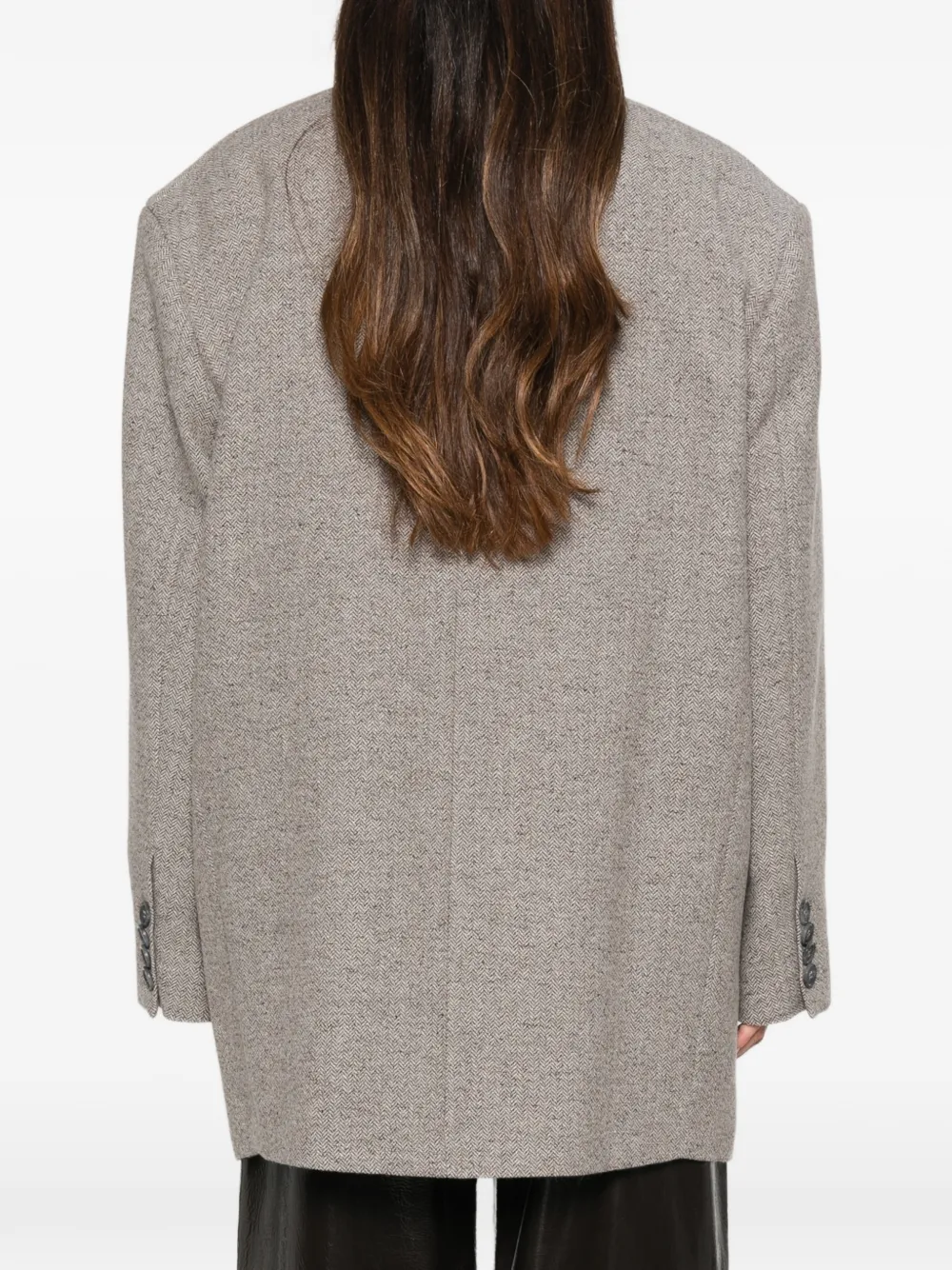 Erika Cavallini double-breasted herringbone-pattern coat Grijs