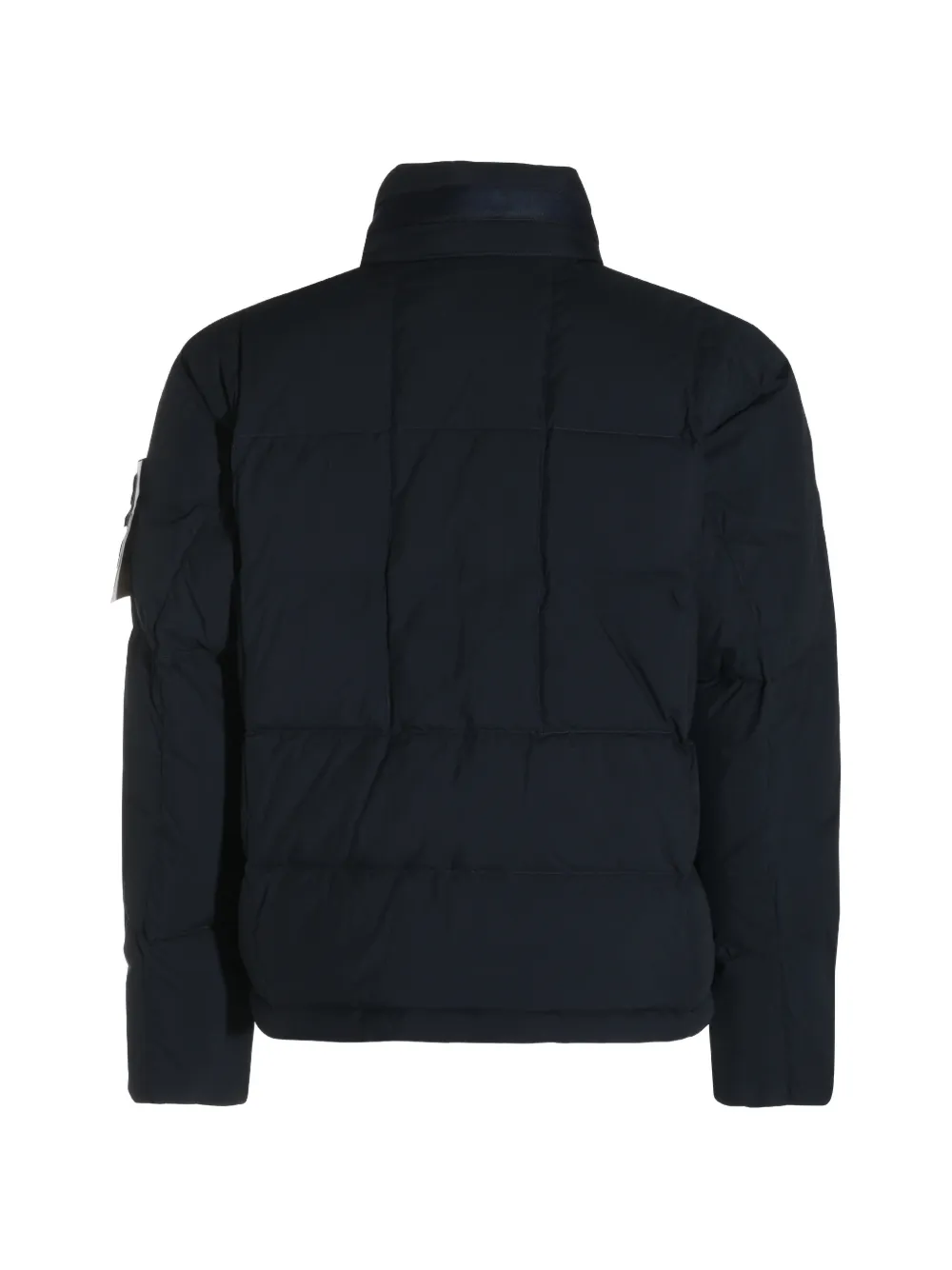 Stone Island quilted logo-patch jacket Blauw
