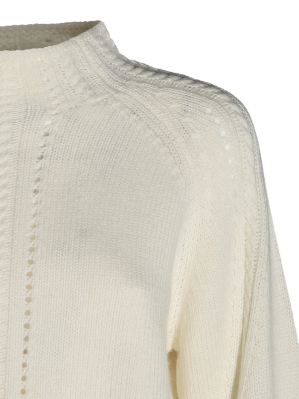 TWINSET Kabelgebreide trui met geborduurde bloemen Beige