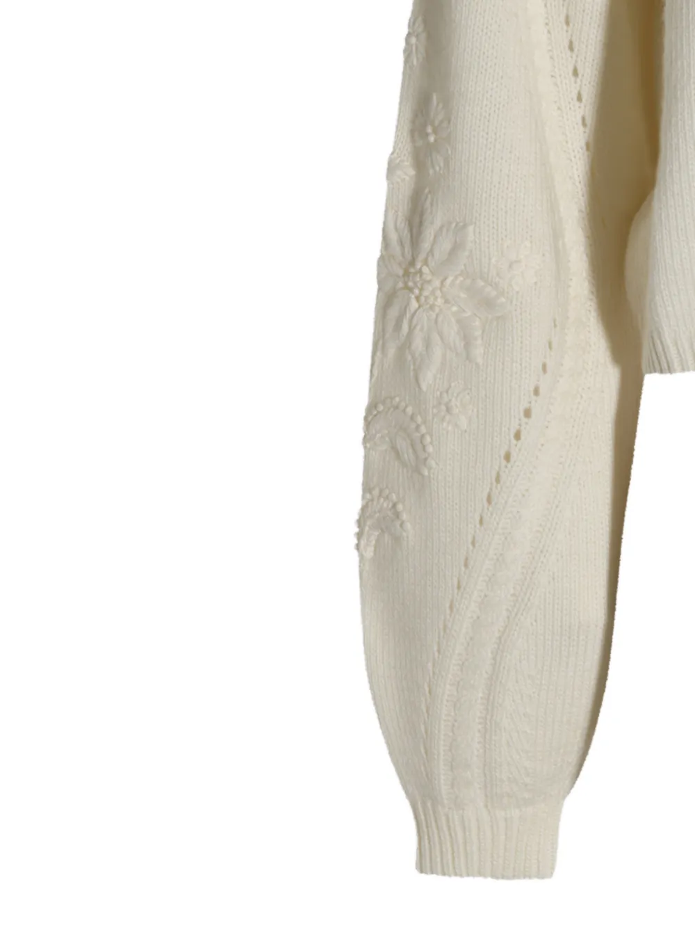 TWINSET Kabelgebreide trui met geborduurde bloemen Beige