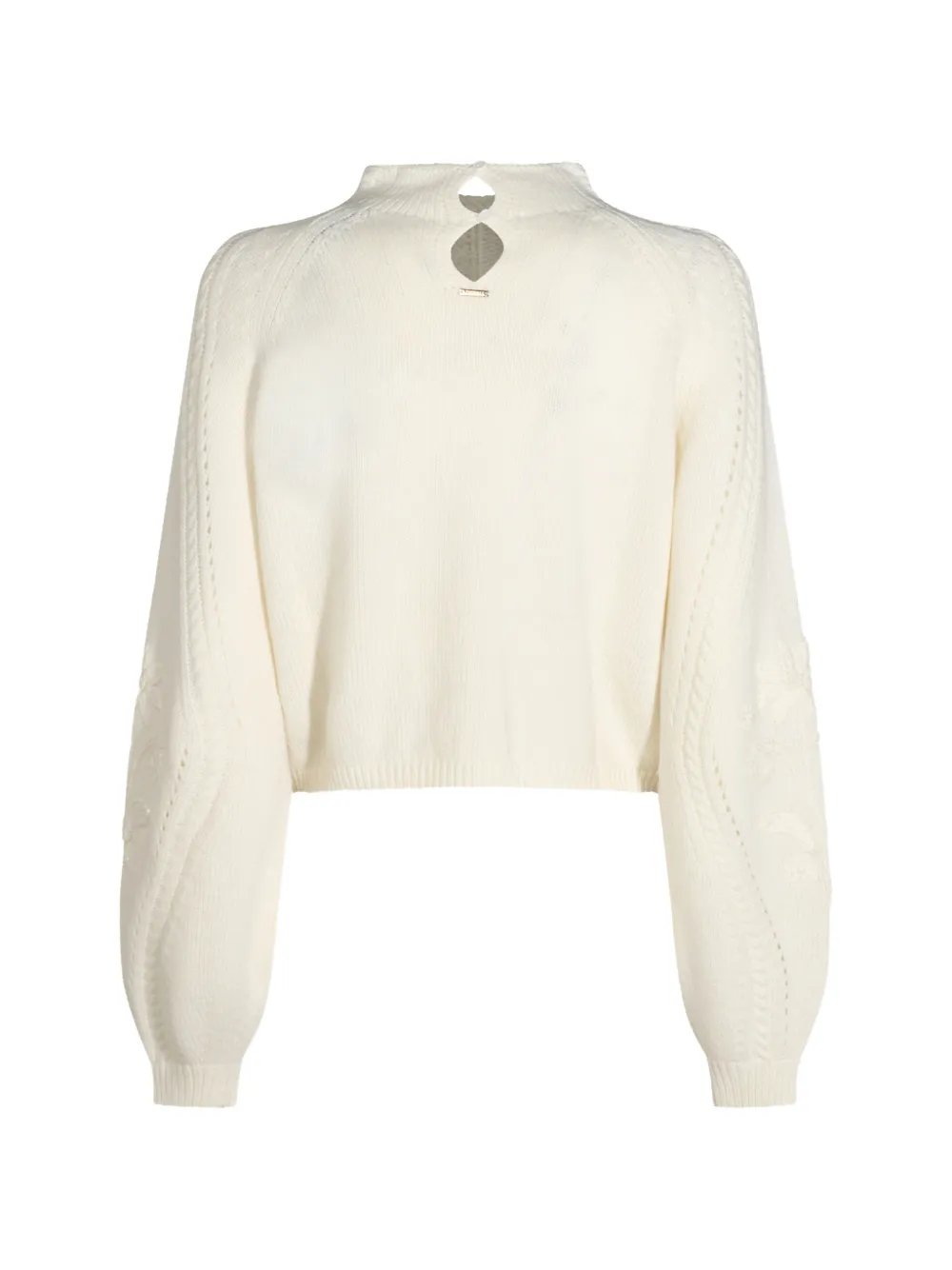 TWINSET Kabelgebreide trui met geborduurde bloemen Beige