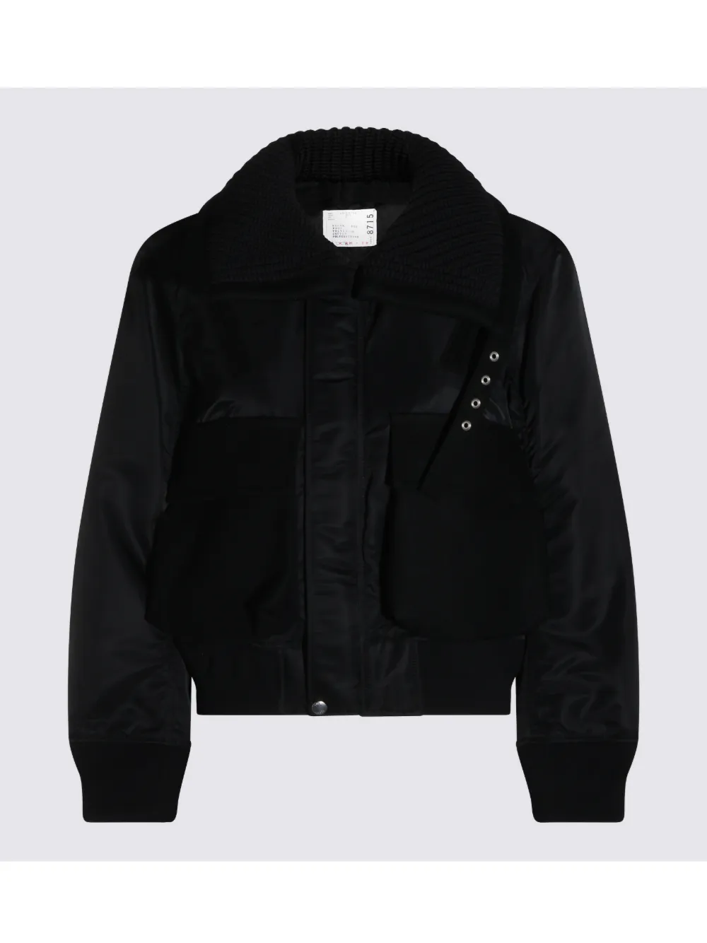 sacai ribbed-knit collar jacket