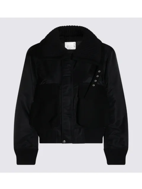 sacai ribbed-knit collar jacket