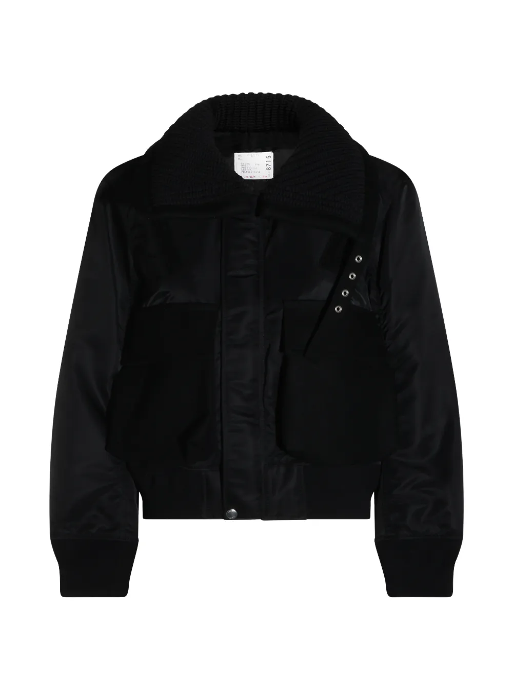sacai ribbed-knit collar jacket - Nero