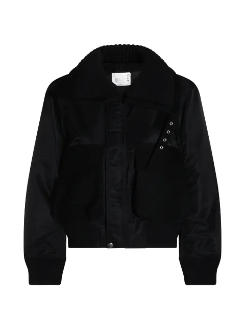 sacai ribbed-knit collar jacket
